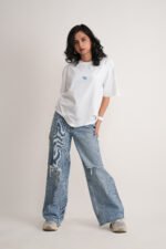 Women's White Hey Dude Oversized Printed