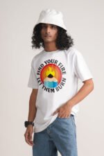 Men's White Find Your Fire Classic Fit Printed T-Shirt
