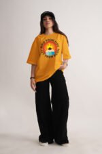 Women's Mango Yellow Find Your Fire Oversized Printed T-Shirt