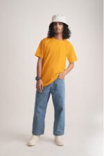 Men's Solid Mango Yellow Classic Fit T-Shirt