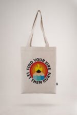 White Find Your Fire Printed Small Tote Bag