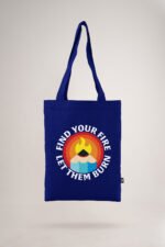 Navy Blue Find Your Fire Printed Small Tote Bag