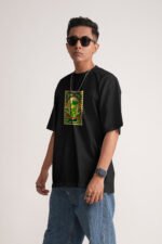 Men's Jet Black Nimboo Pani Oversized Printed T-Shirt