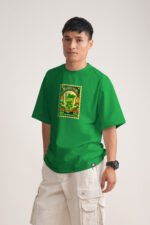 Men's Green Nimboo Pani Oversized  Printed T-Shirt