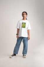Men's White Nimboo Pani Oversized Printed T-Shirt