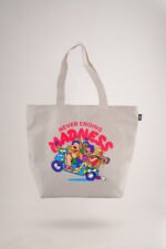 White Never Ending Madness Printed Big Tote Bag