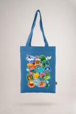 Sky Blue Monsoon Stickers Small Tote Bag