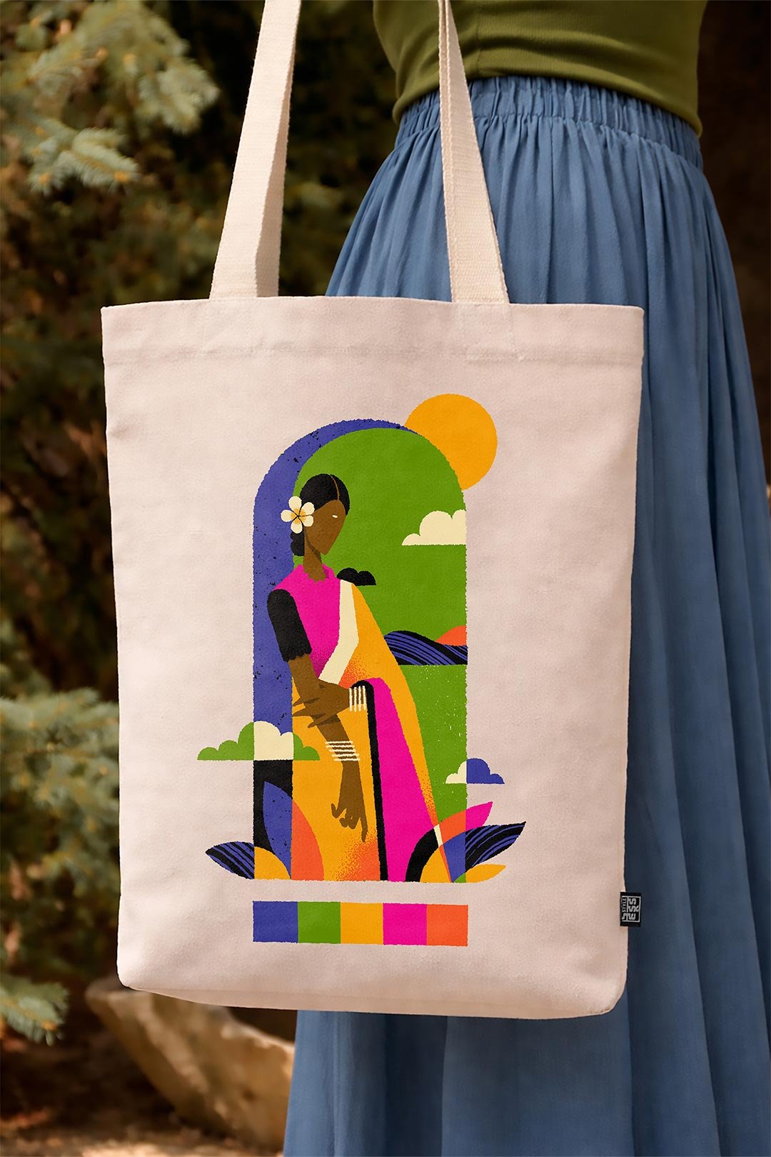 White Southern Blooms Printed Small Tote Bag