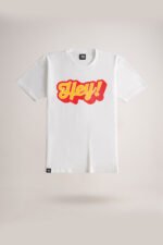 Men's White Hey! Classic Fit Printed T-Shirt