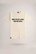 Men's Cream Smile Classic Fit Printed T-Shirt
