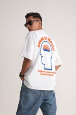 Men's White Dimag Ki Bhajji Oversized Printed T-Shirt