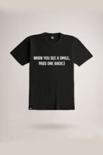 Men's Jet Black Smile Classic Fit Printed T-Shirt