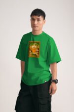 Men's Green Chai Oversized  Printed T-Shirt
