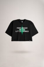 Women's Black Find Magic Oversized Crop Top