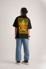 Men's Jet Black Kadak Chai II Oversized Printed T-Shirt