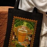 Black Kadak Chai Printed Small Tote Bag