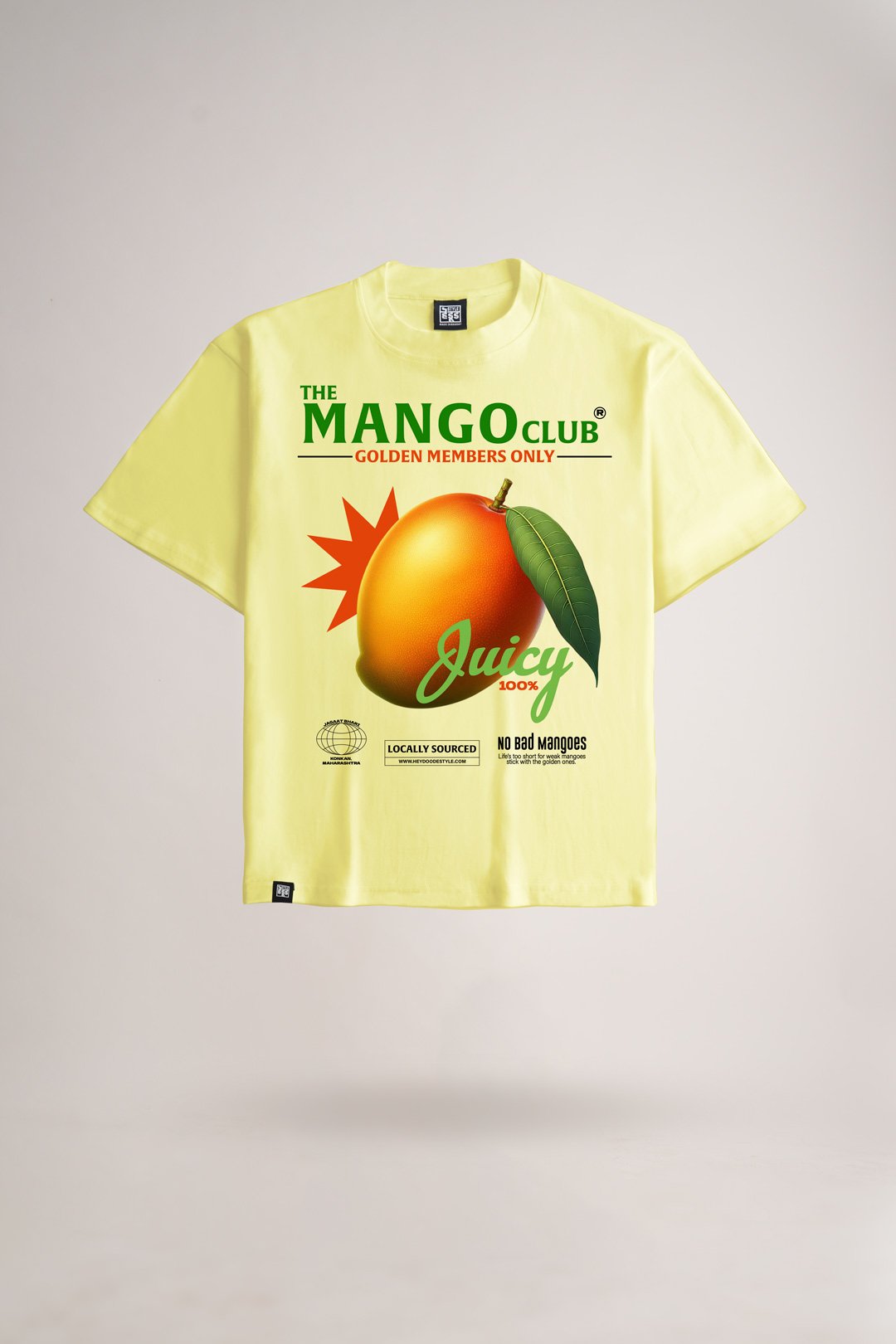 Men's Lemon Yellow Mango Club Oversized Printed T-Shirt