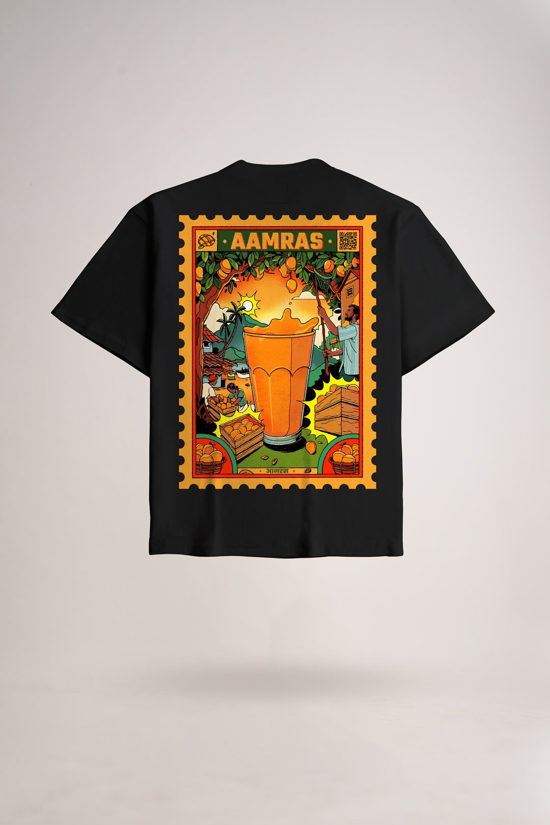 Women's Jet Black Aamras Oversized Printed T-Shirt