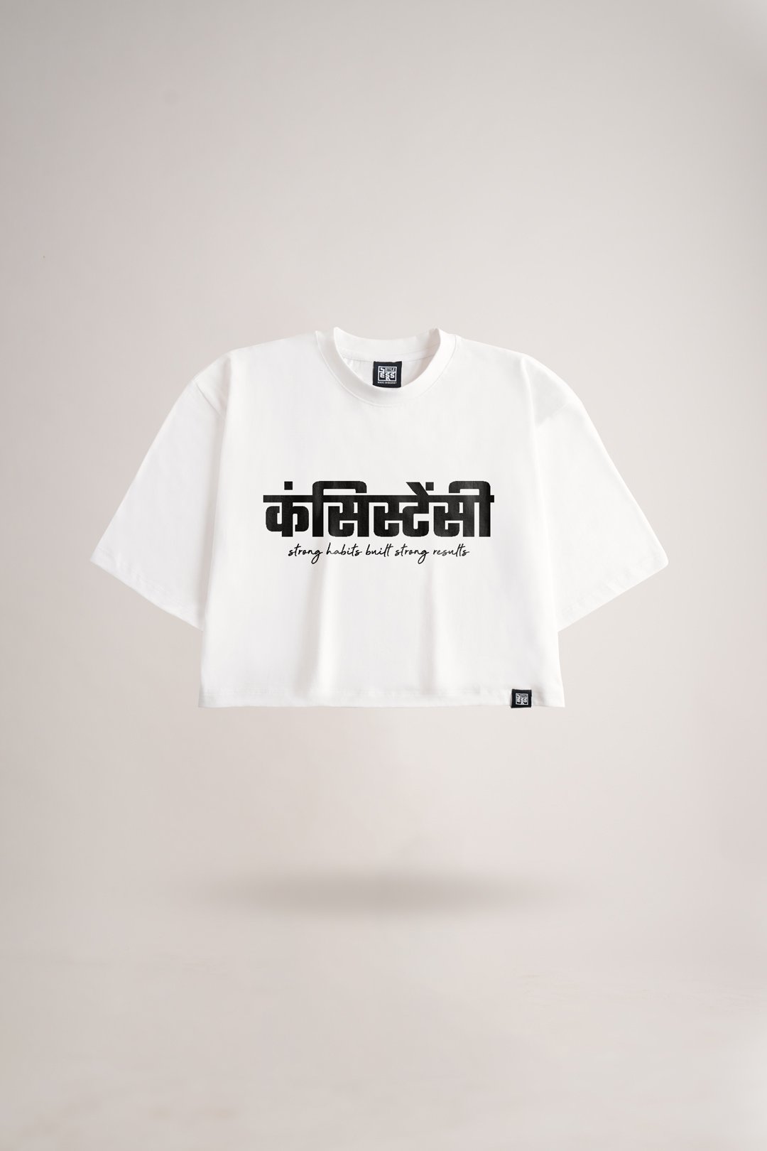 Women's White Consistency Oversized Printed Crop Top