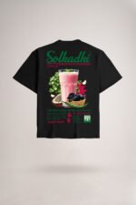 Women's Jet Black Solkadhi Oversized Printed T-Shirt