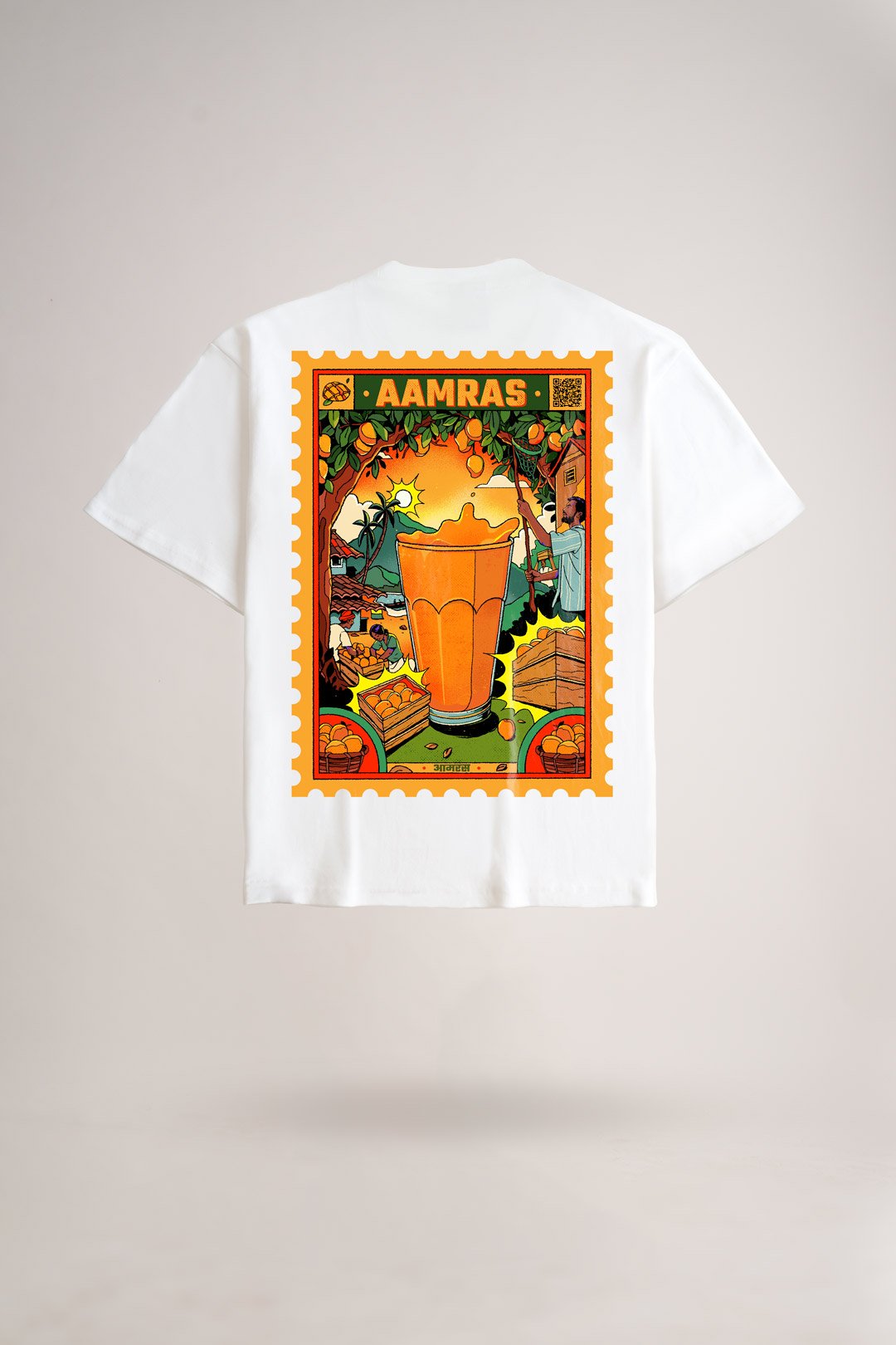 Men's White Aamras Oversized Printed T-Shirt